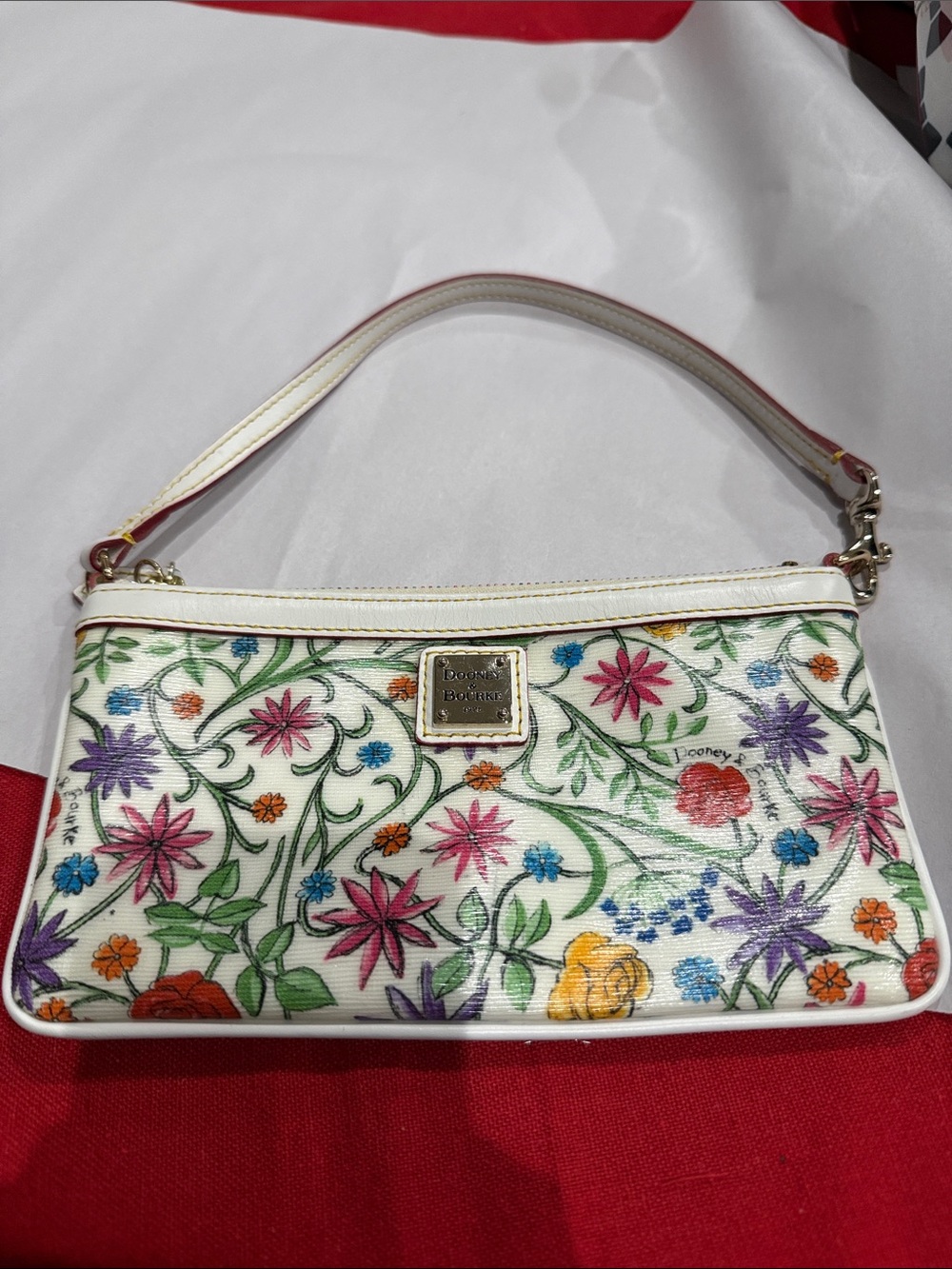 Dooney & Bourke White Multicolor Floral Wristlet